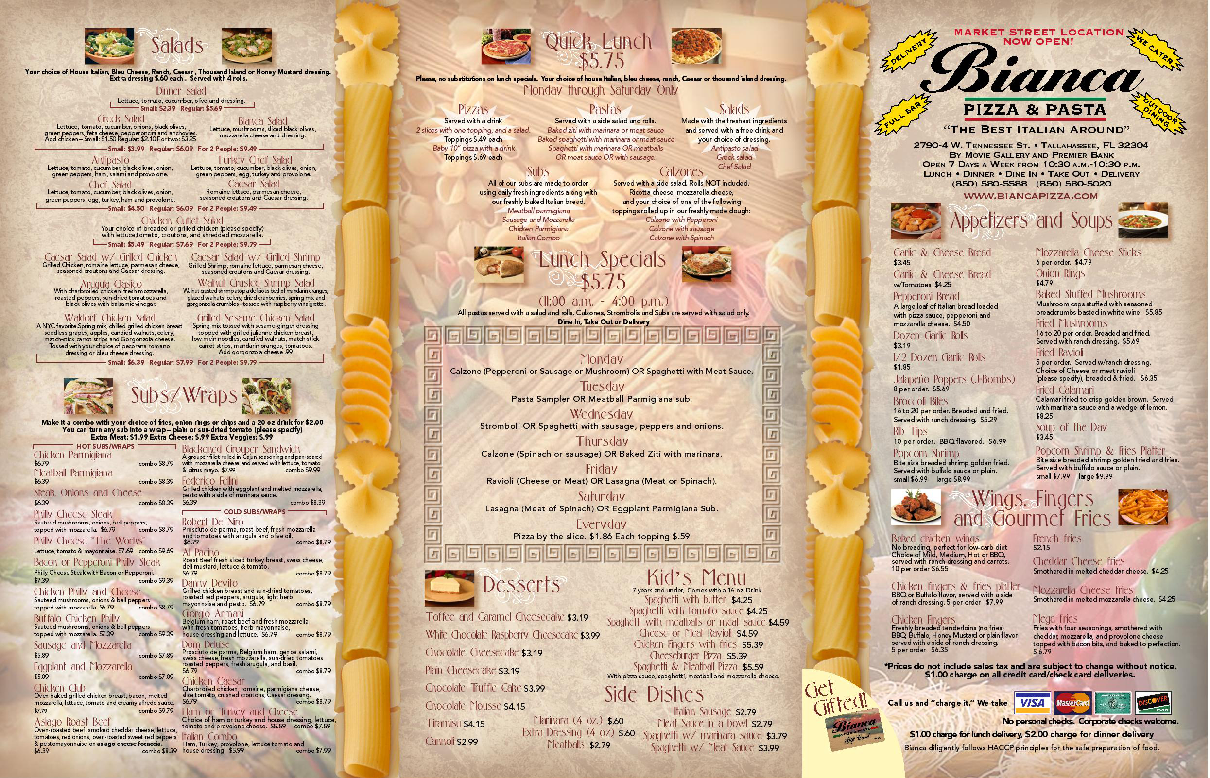 Bianci Menu